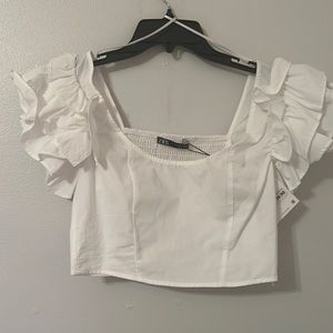 Zara ruffle sleeve top